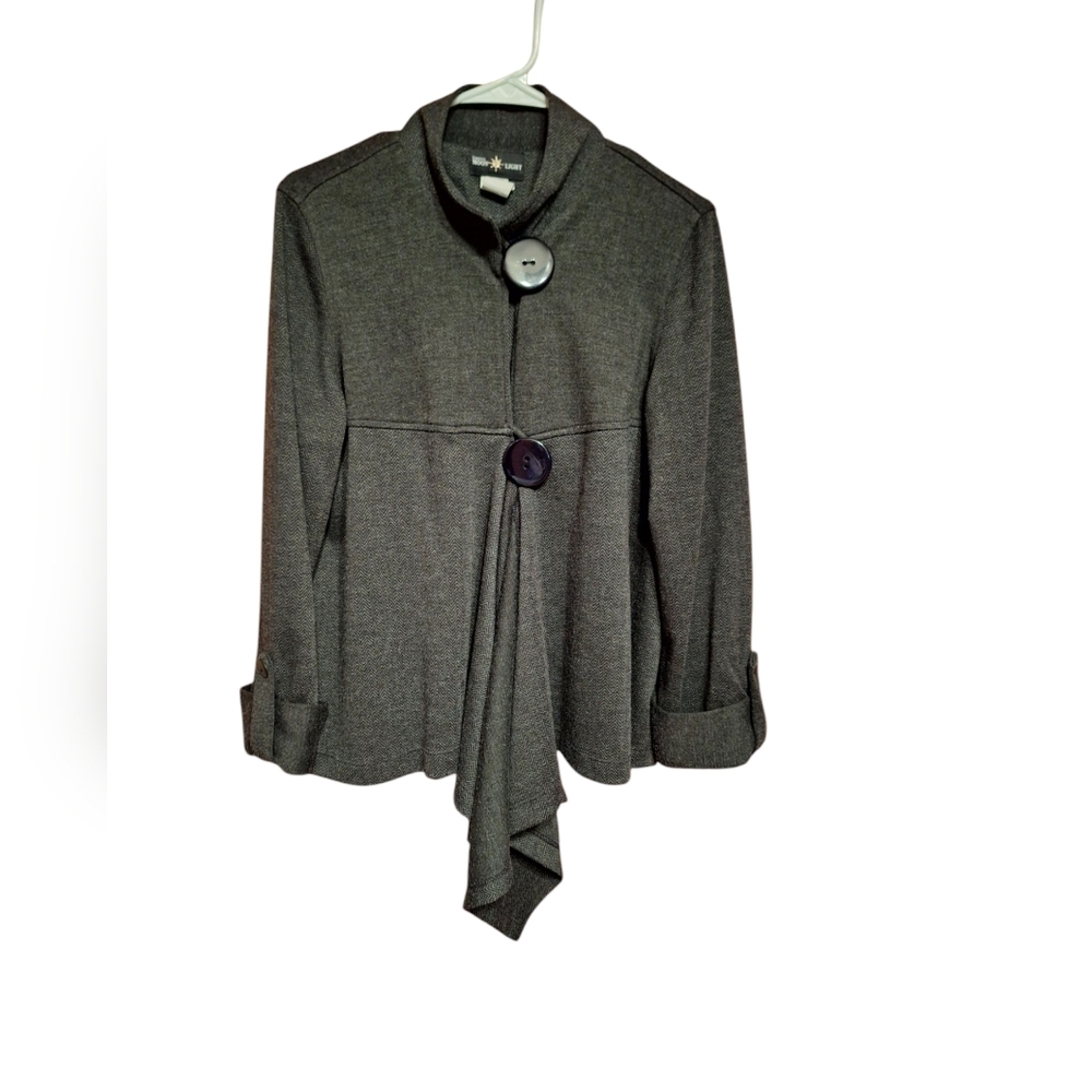 Connie's Moonlight Large Button Gray Sweater Ladies Large USA Boho Festival